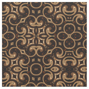 Goldbrauner Schwarz-Medallion-Muster Stoff