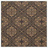Goldbrauner Schwarz-Medallion-Muster Stoff (Muster)