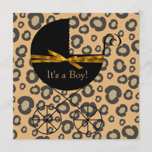 Goldbrauner Wagen Leopard Baby Shower Einladung