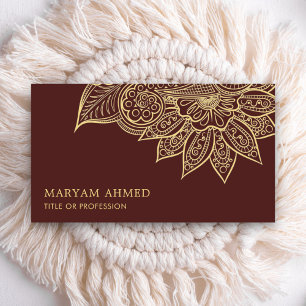 Goldbraunes Henna-Mehndi Islamisch Visitenkarte
