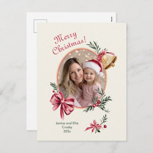 Goldbrells Pink Bows Foto Weihnachten (Vorne/Hinten)