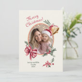 Goldbrells Pink Bows Foto Weihnachten (Stehend Vorderseite)