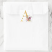 Goldbrief A mit Blume Quadratischer Aufkleber (Tasche)