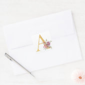 Goldbrief A mit Blume Quadratischer Aufkleber (Umschlag)