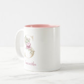 Goldbrief S, Monogramm S, rosa Blumengeschenk ihr Zweifarbige Tasse (Vorderseite Links)