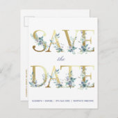 Goldbriefe Blue Watercolor-Blume Ankündigungspostkarte (Vorne/Hinten)