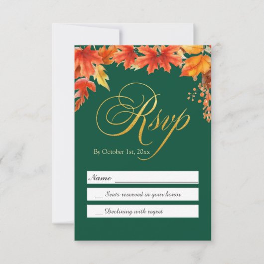 Goldbriefe fallen Blumenaple-Blätter Hochzeitsraba (Vorderseite)