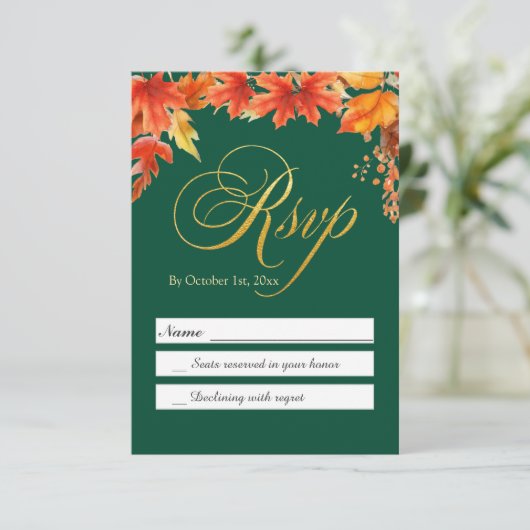 Goldbriefe fallen Blumenaple-Blätter Hochzeitsraba (Stehend Vorderseite)