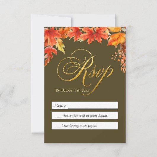 Goldbriefe fallen Blumenaple-Blätter Hochzeitsraba (Vorderseite)