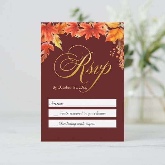 Goldbriefe fallen Blumenaple-Blätter Hochzeitsraba (Stehend Vorderseite)