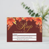 Goldbriefe fallen Blumenaple-Blätter Hochzeitsraba RSVP Karte (Stehend Vorderseite)