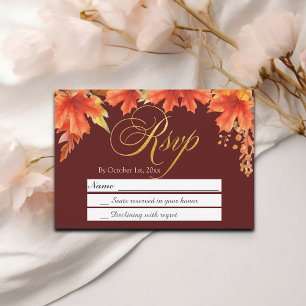 Goldbriefe fallen Blumenaple-Blätter Hochzeitsraba RSVP Karte