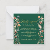 Goldbriefe Wildblumen QR-Code HochzeitsrSVP-Karte Mitteilungskarte (Vorderseite)