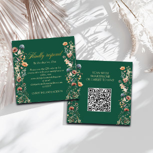 Goldbriefe Wildblumen QR-Code HochzeitsrSVP-Karte Mitteilungskarte