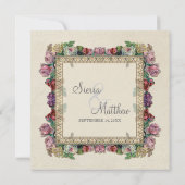 Goldbrokade Damask Florentiner Elegante Hochzeit Einladung (Rückseite)