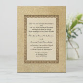 Goldbrokade Damask Florentiner Elegante Hochzeit Einladung (Stehend Vorderseite)