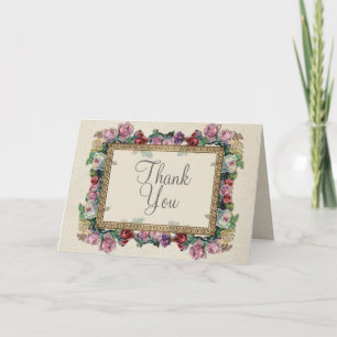 Goldbrokat Blumen Formal Elegant Dankeskarten Dankeskarte