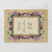 Goldbrokat Blumen Formal Elegante Tischnummern