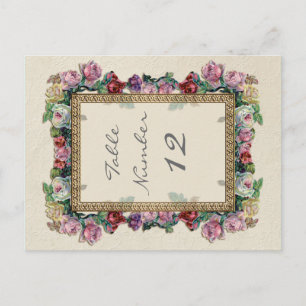 Goldbrokat-Blumen-Formelle-Elegante-Tischnummern Postkarte