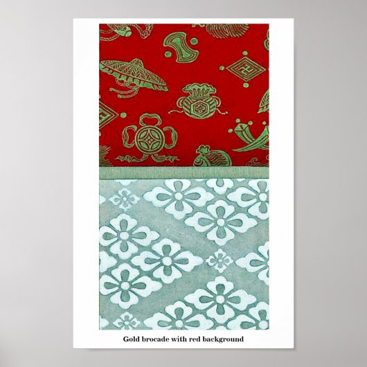 Goldbrokat mit rotem Hintergrund Poster (Vorne)
