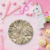 Goldbronze Glitzer Tropical Palm Blätter Hochzeit Pappteller (Party)