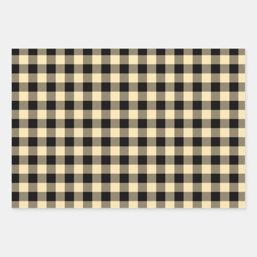 Goldbronze Silver Buffalo Karierter Urlaub Geschenkpapier Set (Vorderseite)