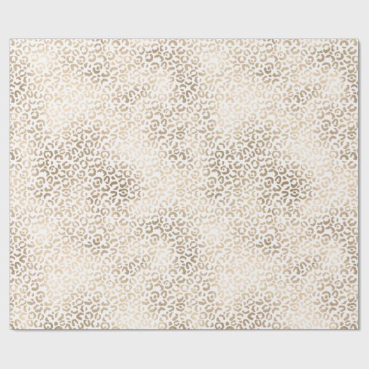 Goldbronze, Weißer Glaf Leopard Geschenkpapier (Flach)