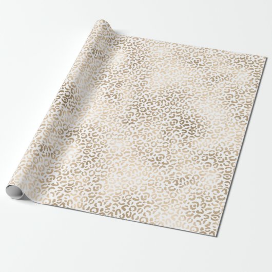 Goldbronze, Weißer Glaf Leopard Geschenkpapier (Ungerollt)