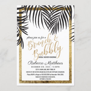Goldbrunch-Bubble für Black Palm Tree Fronds Einladung