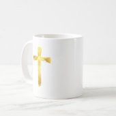 Goldbrush Cross - Christliches religiöses Crucifix Kaffeetasse (Vorderseite Links)