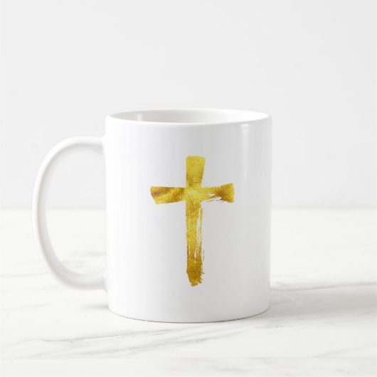 Goldbrush Cross - Christliches religiöses Crucifix Kaffeetasse (Links)
