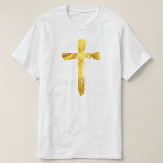 Goldbrush Cross - Christliches religiöses Crucifix T-Shirt (Design vorne)