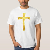 Goldbrush Cross - Christliches religiöses Crucifix T-Shirt (Vorderseite)