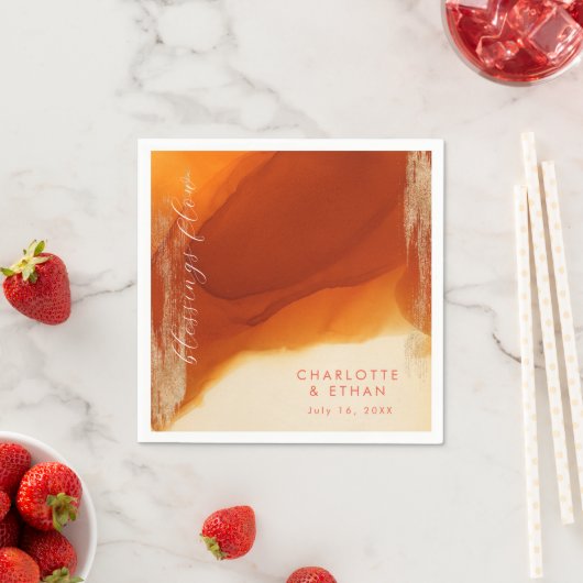 Goldbrushed Burnt Orange Modern Flows Ink Serviette (Beispiel)