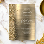 Goldbrushed Metal Glitter Script Hochzeit Einladung