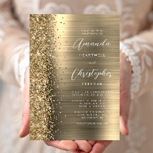Goldbrushed Metal Glitter Script Hochzeit