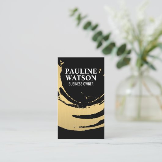 Goldbrushed Textur Visitenkarte (Stehend Vorderseite)