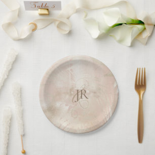 Goldbrushed Tropical Palm Leaf Wedding Pappteller