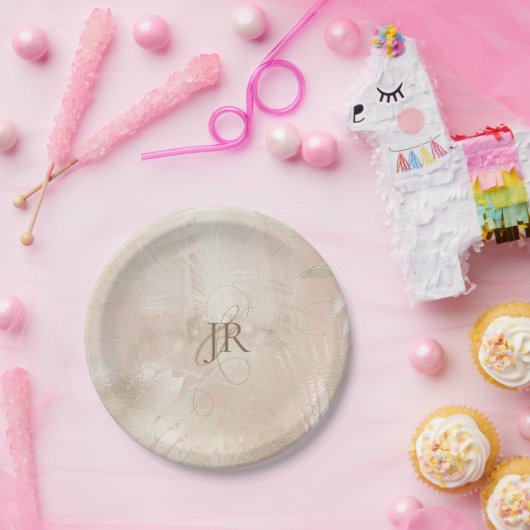 Goldbrushed Tropical Palm Leaf Wedding Pappteller (Party)