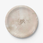 Goldbrushed Tropical Palm Leaf Wedding Pappteller (Vorderseite)