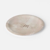 Goldbrushed Tropical Palm Leaf Wedding Pappteller (Schrägansicht)