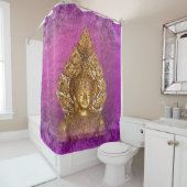 Goldbuddha in lila duschvorhang (Beispiel)