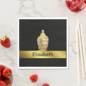 Goldbuddha in Servietten aus schwarzem Papier (Beispiel)
