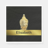 Goldbuddha in Servietten aus schwarzem Papier (Vorderseite)