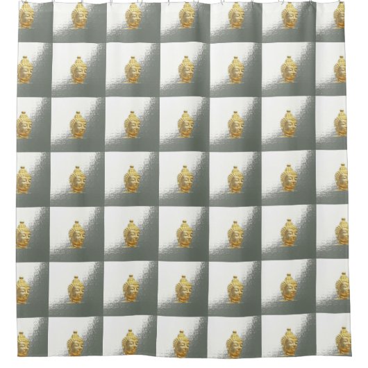 Goldbuddha in Silber Duschvorhang (Vorderseite)