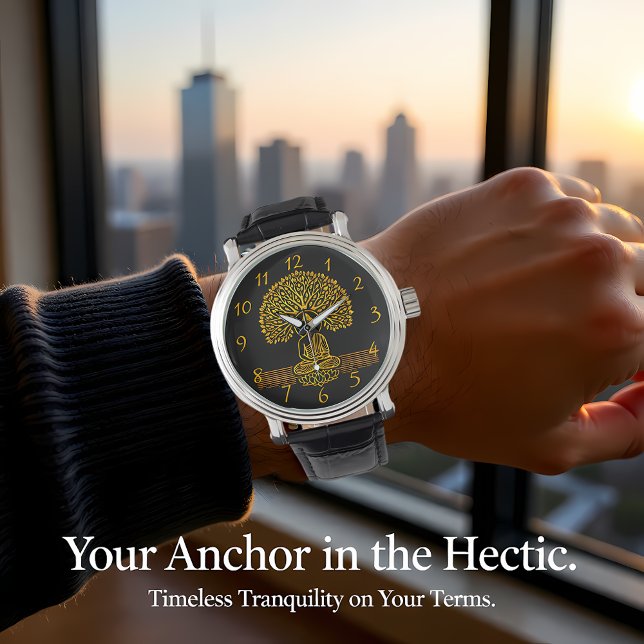 Goldbuddha unter einem Baum mit Lotus-Blume Armbanduhr (Von Creator hochgeladen)