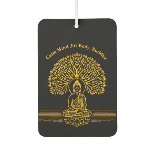 Goldbuddha unter einem Baum mit Lotus-Blume Autolufterfrischer (Vorderseite)