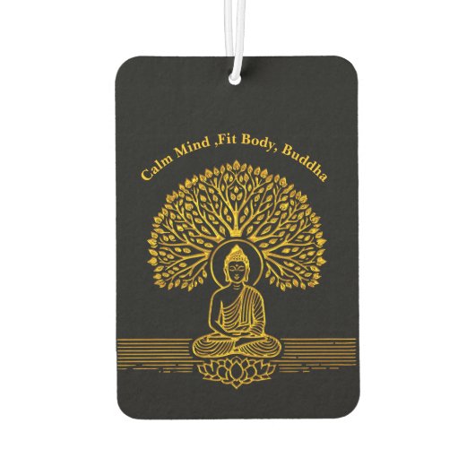 Goldbuddha unter einem Baum mit Lotus-Blume Autolufterfrischer (Rückseite)