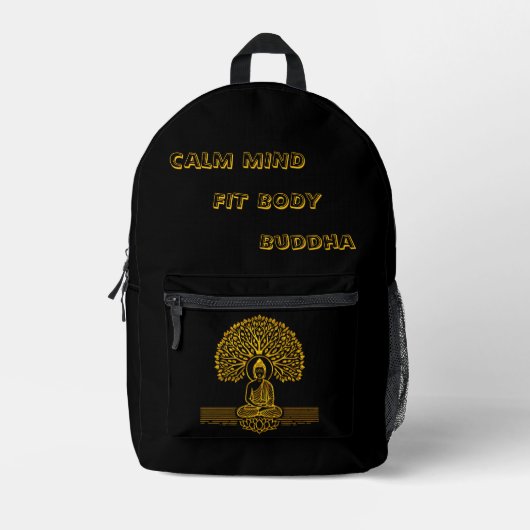 Goldbuddha unter einem Baum mit Lotus-Blume Bedruckter Rucksack (Vorderseite)