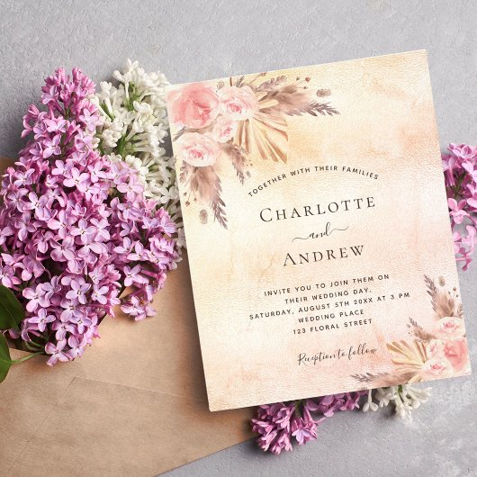 Goldbudget für Hochzeitpampas-Rose Flyer